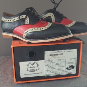 Moyna Black and Red Leather Flats